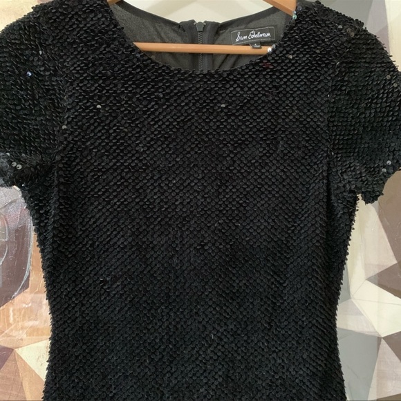 Black Sam Edelman Velvet Sequin Sheath Dress - Size 4 - Picture 4 of 6